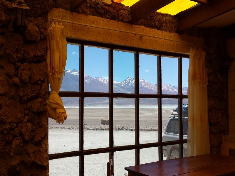 Albergue Licancabur Licancabur 5920 m und Salzsee Laguna Verde 4300 m